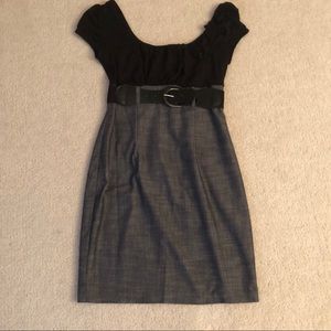 A. Byer black and gray belted dress